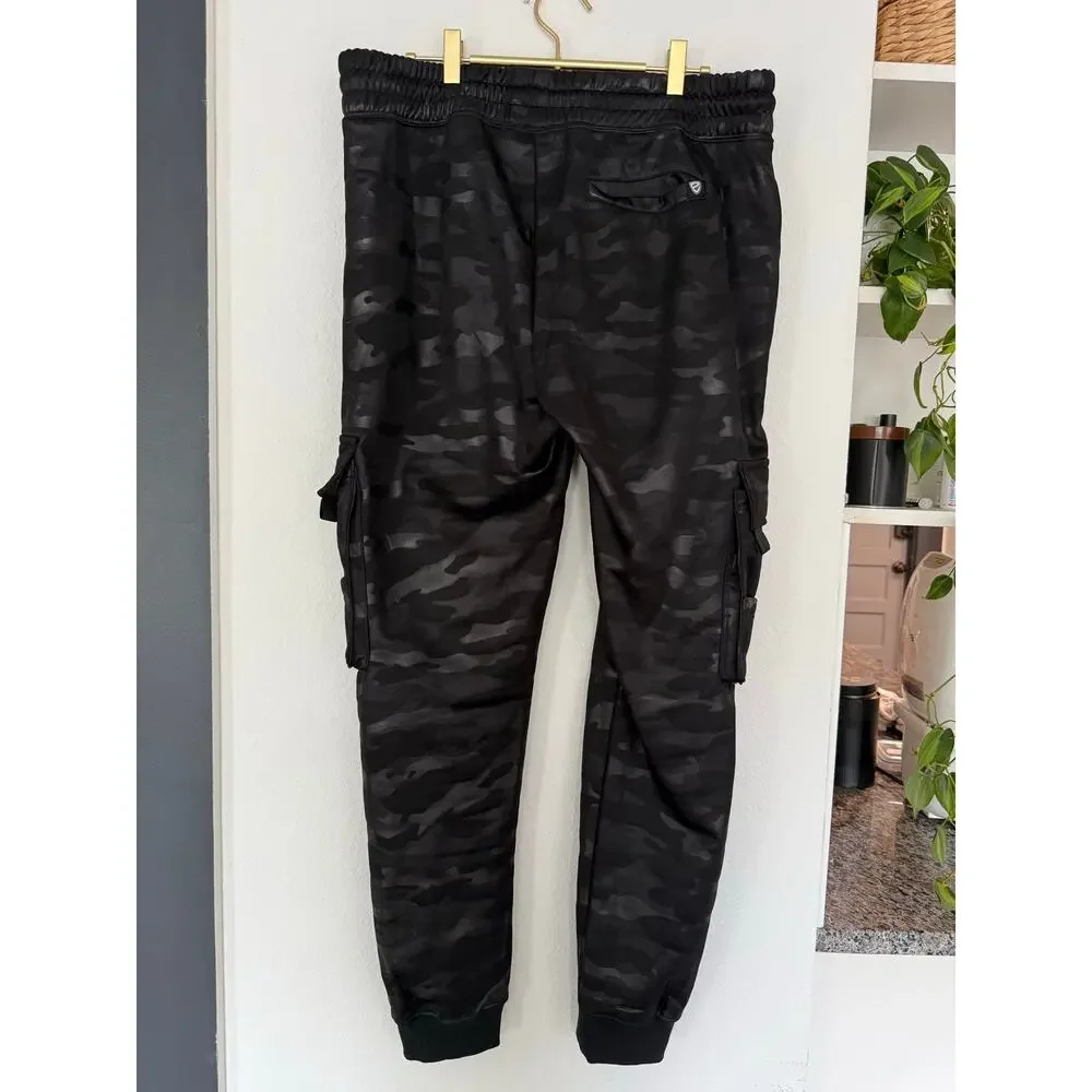 Encrypted Men’s XL Black Camo Cargo Jogger Pants